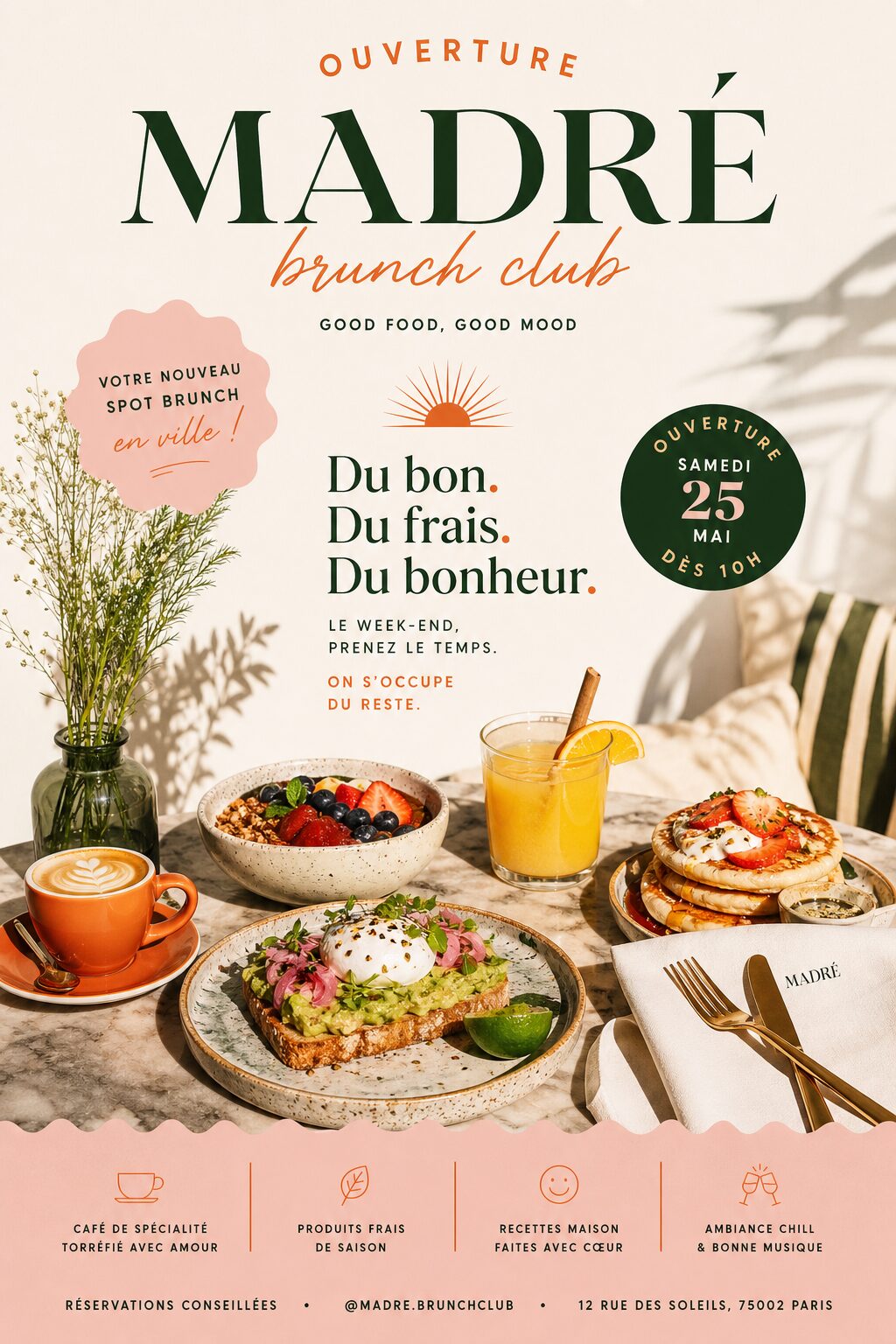 Première affiche pour l’ouverture d’un brunch générée avec ChatGPT Images 2.0
