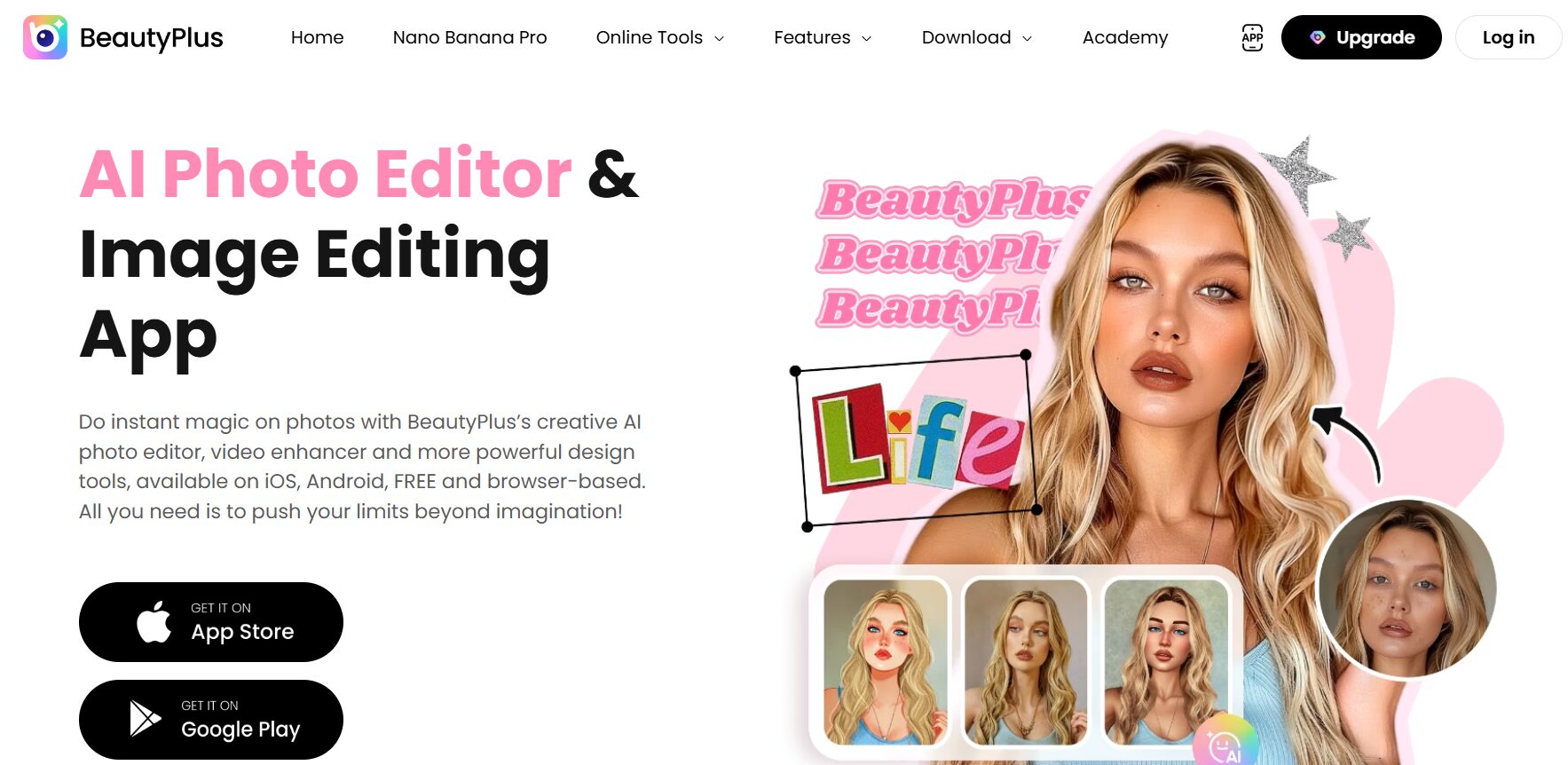 BeautyPlus : retouche selfie et corps IA avec éditeur complet
