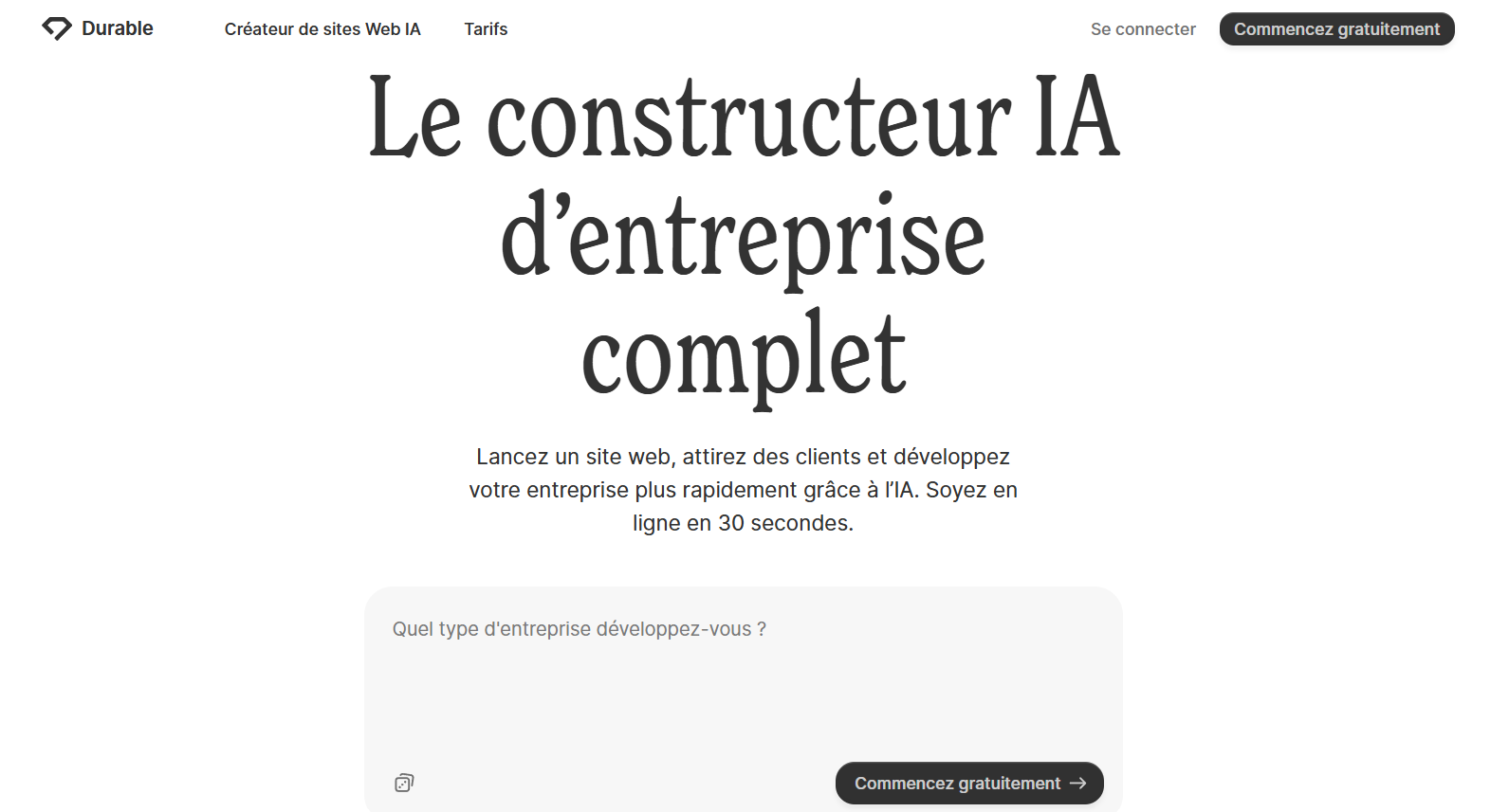 Durable : créez un site web pro avec l&rsquo;IA