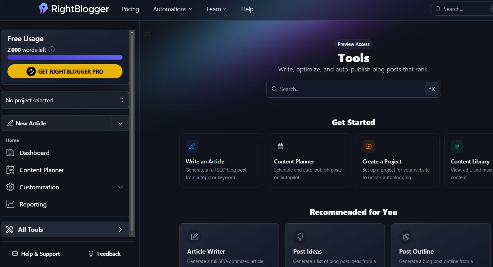 RightBlogger : 90+ outils IA pour blogueurs