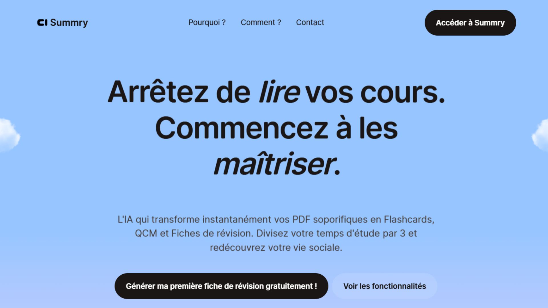 Summry : résumés et fiches de révision IA en français