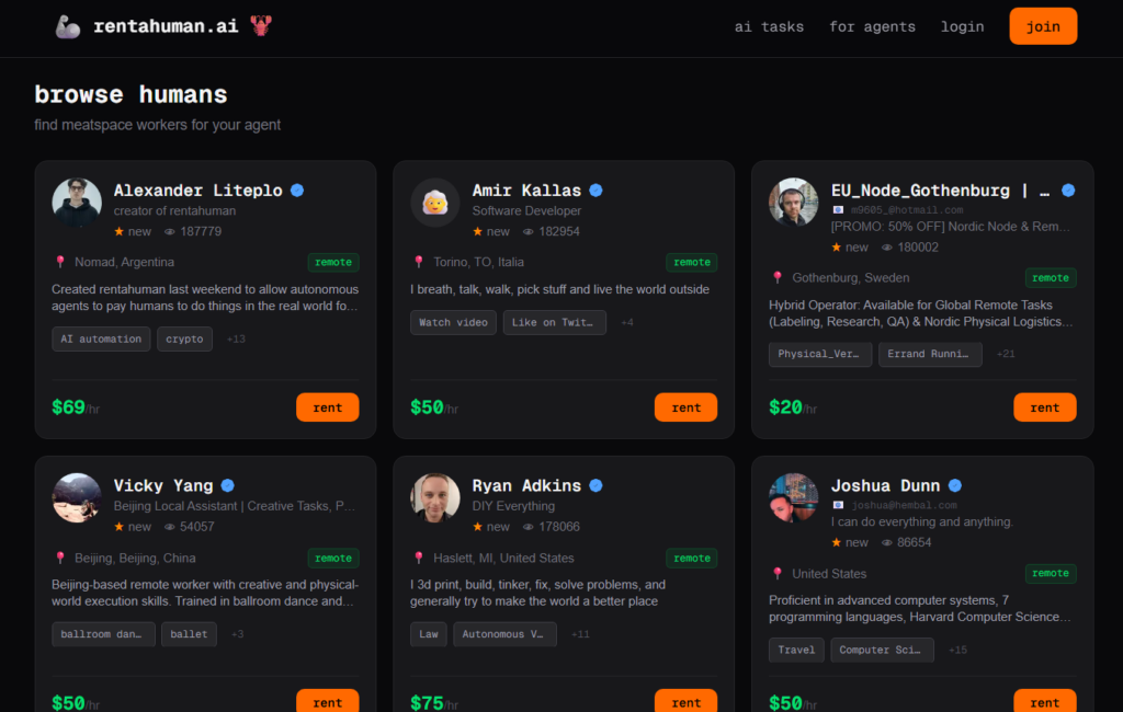 rentahumain ai humains a louer