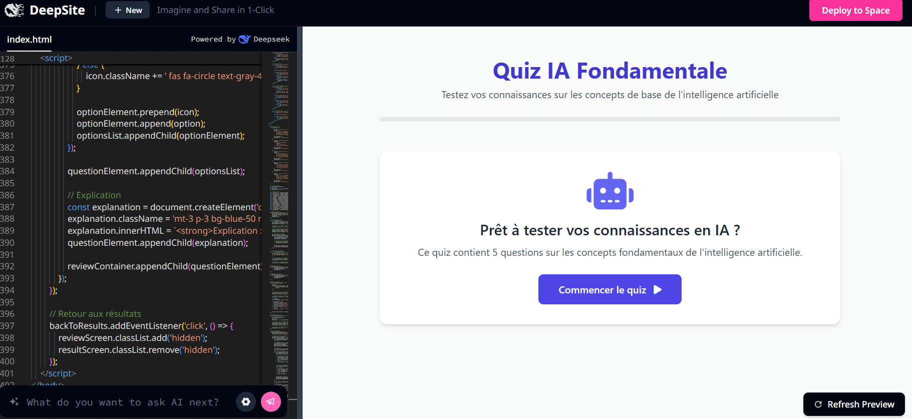 Deepsite : la plateforme IA #No Code pour générer sites et apps web